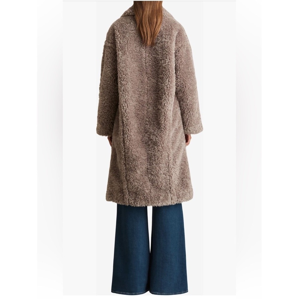 NWT Reiss Darla Faux Fur Coat in MINK NEUTRAL Sz L - Picture 5 of 12